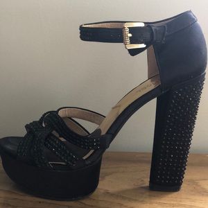 Michael Kors black rhinestone studded heels.